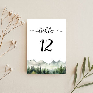 Berge und Pinien Hochzeit Tischnummer