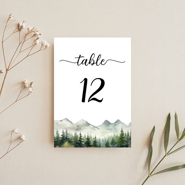 Berge und Pinien Hochzeit Tischnummer (Von Creator hochgeladen)