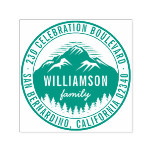 Berge und Pinienbäume Rustikale Rücksendeadresse Permastempel