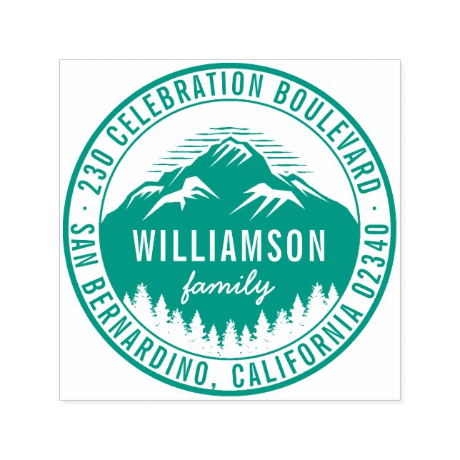 Berge und Pinienbäume Rustikale Rücksendeadresse Permastempel (Design)