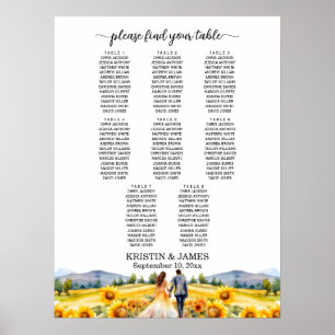 Berge und Sonnenblumen 8 Tische Hochzeitsbestuhlun Poster