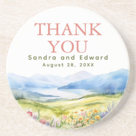 Berge und Wildblumen Danke Getränkeuntersetzer