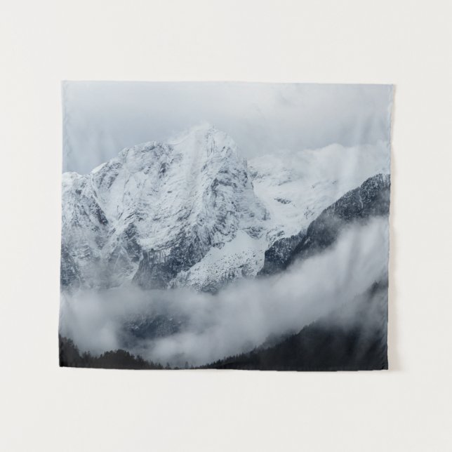 Berge, Wolken und Nebel Wandteppich (Vorderseite (Horizontal))