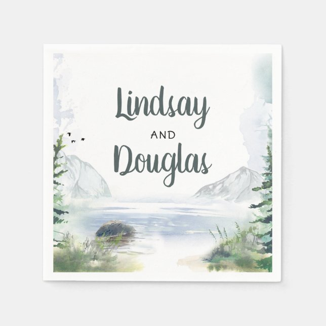 Berge Woodsy Nature Adventure Wedding Serviette (Vorderseite)