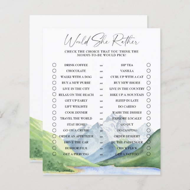 Berge - Würde sie lieber spielen (Vorne/Hinten)