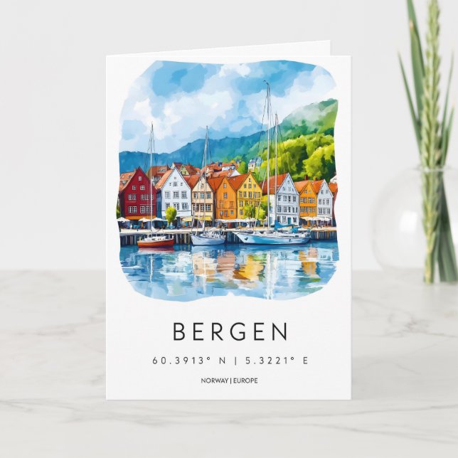 Bergen Aquarell 1 Karte (Vorderseite)