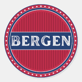 Bergen City Pride Emblem – Norwegian Identity Runder Aufkleber