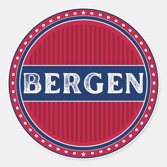 Bergen City Pride Emblem – Norwegian Identity Runder Aufkleber (Vorderseite)