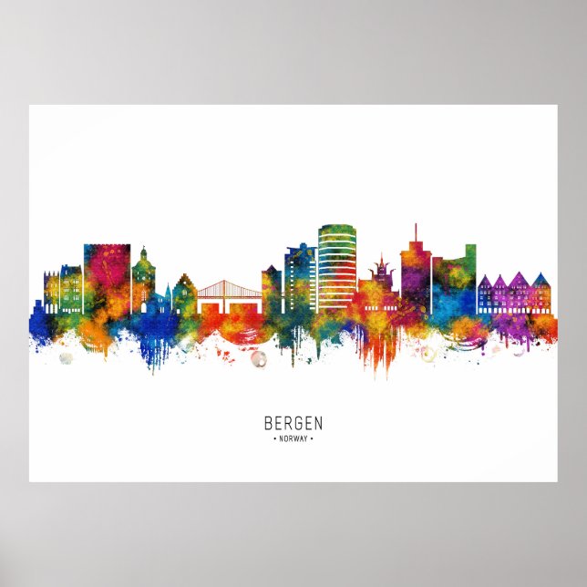 Bergen Norway Skyline Poster (Vorne)