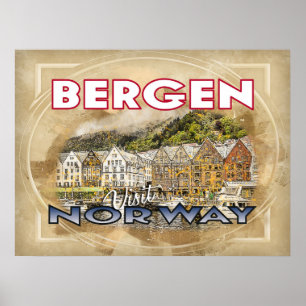 Bergen, Norwegen besuchen Poster