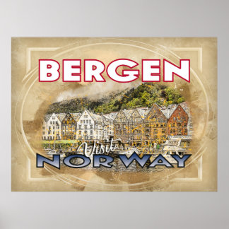 Bergen, Norwegen besuchen Poster