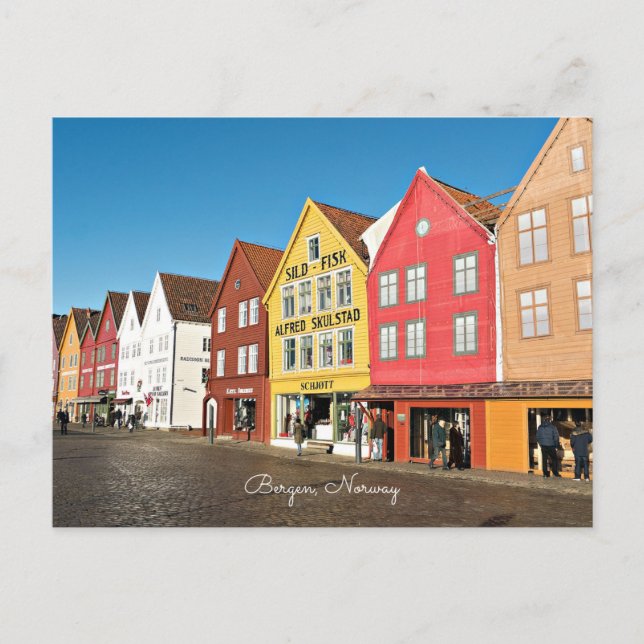 Bergen, Norwegen, Läden Card Postkarte (Vorderseite)