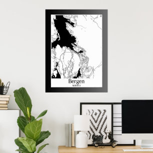 Bergen Norwegen Moderne Stadtkarte Poster