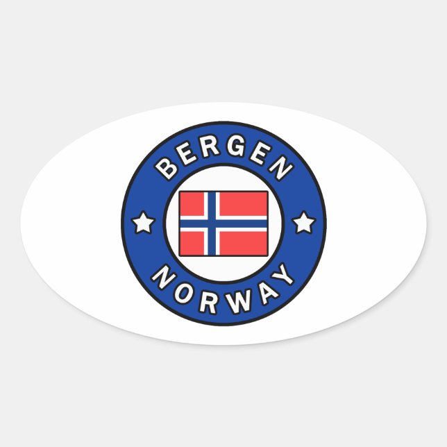 Bergen Norwegen Ovaler Aufkleber (Vorderseite)