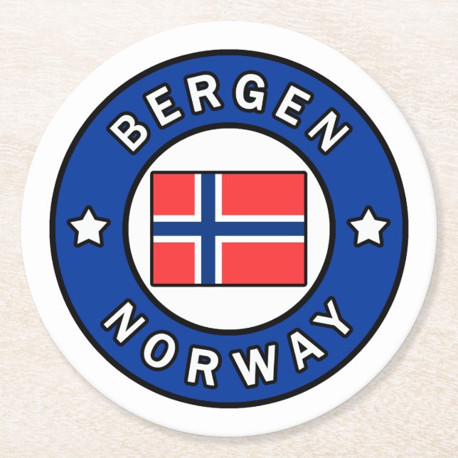 Bergen Norwegen Runder Pappuntersetzer (Vorderseite)