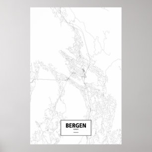 Bergen, Norwegen (schwarz auf weiß) Poster