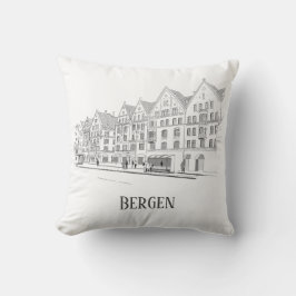 Bergen Norwegen Streetscape Beautiful Line Zeichne Kissen