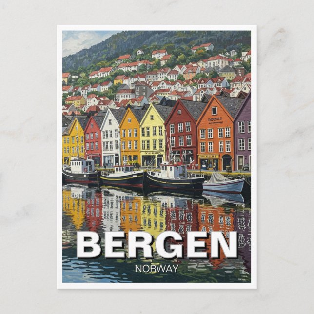 Bergen Norwegen Travel Postkarte (Vorderseite)
