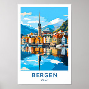 Bergen Norwegen Travel Print Poster
