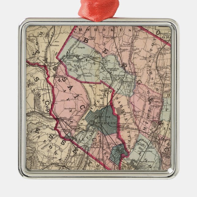 Bergen, Passaic Cos, NJ Silbernes Ornament (Vorne)