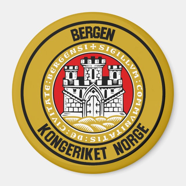 Bergen Round Emblem Magnet (Vorne)