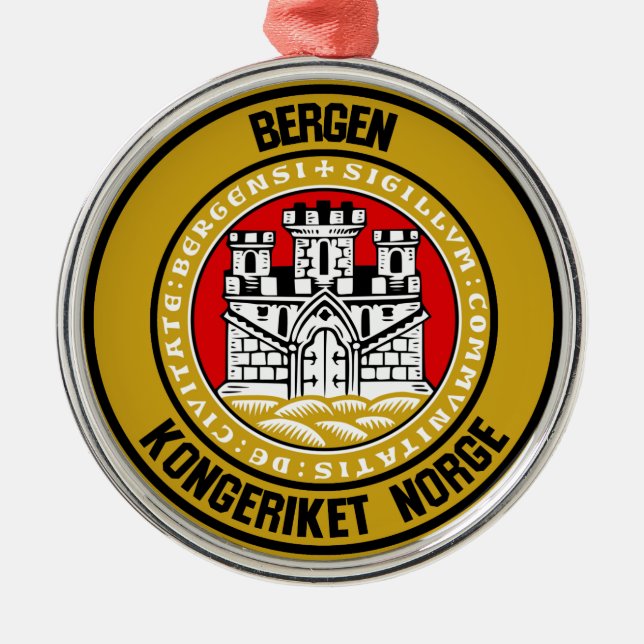 Bergen Round Emblem Ornament Aus Metall (Vorne)