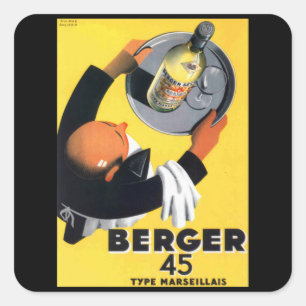 Berger 45 Typ maseillais Retro Vintage Poster Quadratischer Aufkleber