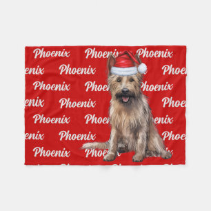 Berger Picard auf Red mit Name Christmas Dog Fleecedecke