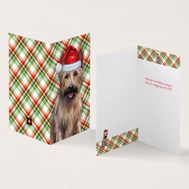Berger Picard Dog Holiday Karierte Weihnachtskarte (Innenseite und Außenseite)