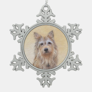 Berger Picard Malerei - Niedliche Original Hunde K Schneeflocken Zinn-Ornament