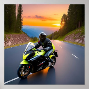 Bergfahrt Fahrrad Szene Für Motorradliebhaber Poster