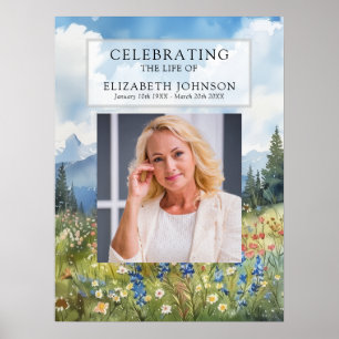 Bergflorales Lebenswillkommensschild zur Erinnerun Poster