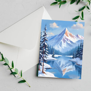 Bergflucht Winter Schnee Aquarell Naturkarte