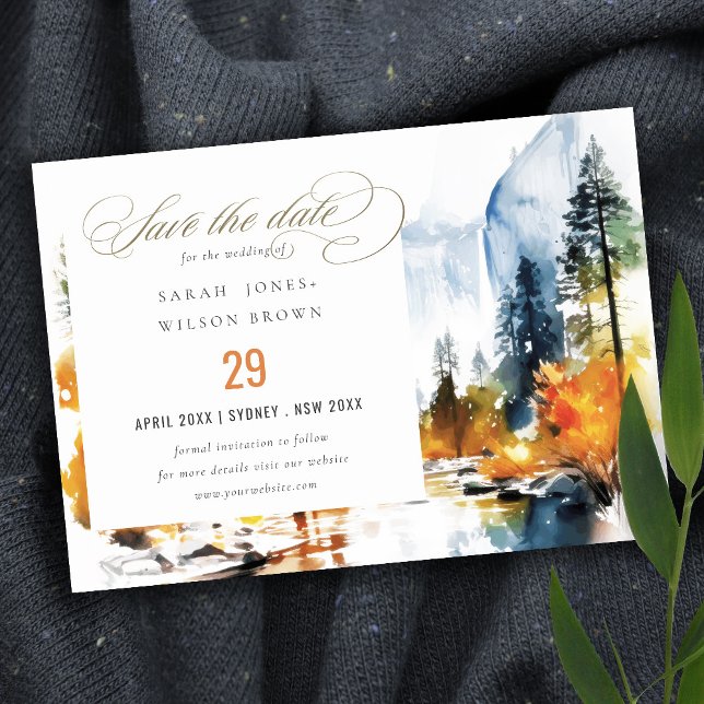 Bergfluss Herbst Winterlandschaft Hochzeit Save The Date (Von Creator hochgeladen)