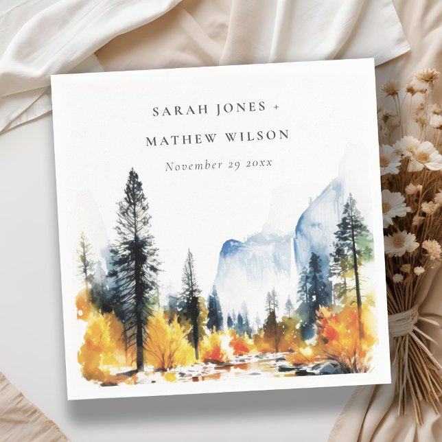 Bergfluss Herbst Winterlandschaft Hochzeit Serviette (Von Creator hochgeladen)