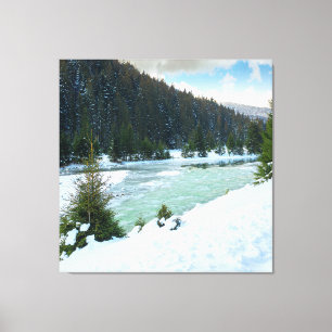 Bergfluss im Winter Leinwanddruck