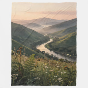 Bergfluss-Landschaftskunst-Druck Fleece-Decke  Fleecedecke