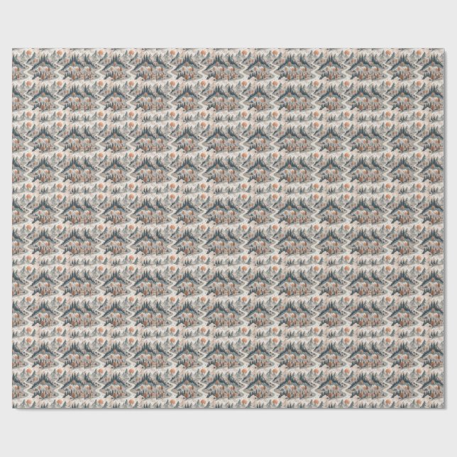 Bergflusslandschaft Boho abstraktes Muster Kunst Geschenkpapier (Flach)