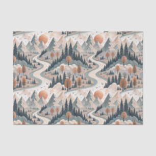 Bergflusslandschaft Boho abstraktes Muster Kunst Seidenpapier
