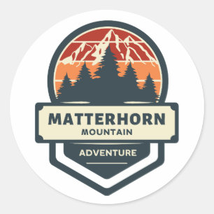Berggipfel Matterhorn Klettern und Wandern Runder Aufkleber