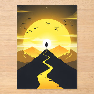 Berggipfel-Silhouette mit einem windenden Sockel Acryleinladungen