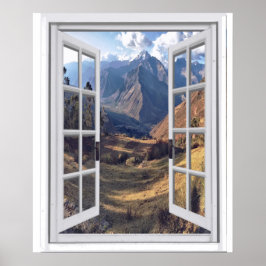 Berggipfel Trompe l'oeil Imitate Fenster Ansicht Poster
