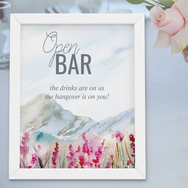 Berghochzeit Wasserfarbe Open Bar Poster (Von Creator hochgeladen)