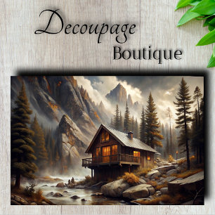 Berghütte-Dekupage-Wohnung Seidenpapier