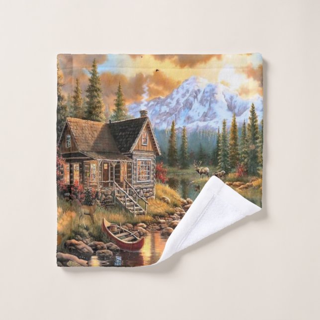"Berghütte" Handtuch-Set Badhandtuch Set (Waschlappen)