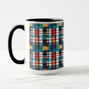 Berghütte Retro Kariert in Aquamarin und gelb Tasse
