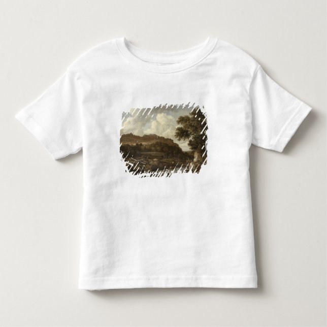 Bergige bewaldete Landschaft mit einem Strom Kleinkind T-shirt (Vorderseite)