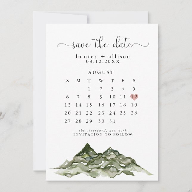 Bergkalender Save the Date Einladung (Vorderseite)