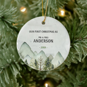 Bergkiefern Erste Weihnachtsfeier als Herr und Fra Keramik Ornament