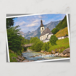 Bergkirche mit Flusslandschaft Postkarte